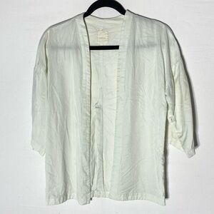 Loft 82 Off White Tencel Open Front Kimono Cardigan L